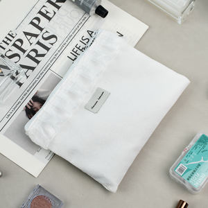 Pochette en toile unie d'emballage imprimée personnalisée Trousse de toilette cosmétique de maquillage pour femmes de marque avec fermeture éclair - Product Image 5