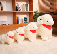 Peluche Agneau Personnalisée avec Écharpe, Jouet Doux en Forme de Mouton, Adorable Coussin Agneau Moelleux avec Écharpe pour Enfants, Cadeau et Décoration d'Intérieur