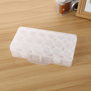 Handheld Plastic Storage Box With 16 Small Round Bottles Transparent Rectangle Bin For Organizing Small Items - Product Image 3