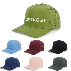 Casquette de Baseball en Polyester 100% de haute qualité imperméable à l'eau trou découpé au Laser perforé séchage rapide Logo personnalisé casquette de Baseball en maille sportive - Product Image 6