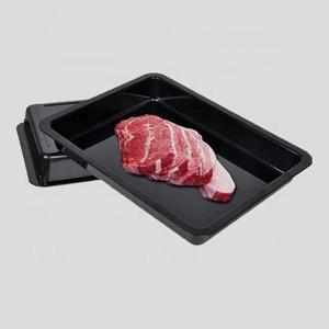 Chất lượng cao siêu thị nhựa thịt khay <span class=keywords><strong>butcher</strong></span> nấu chín thực phẩm tươi sống hiển thị khay màu đen cho không khí lạnh Tủ đông cửa hàng thiết bị - Product Image 1