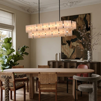 Lampe suspendue LED en tranche d'albâtre naturel, luminaire de plafond d'art moderne, lustre de luxe pour villa, éclairage de luxe pour salon