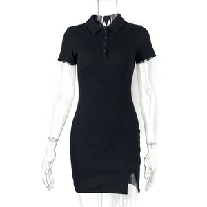 Nuovo Abito Estivo alla Moda <span class=keywords><strong>Aderente</strong></span> con Colletto a Polo, <span class=keywords><strong>Vestito</strong></span> Sexy di Alta Qualità Sportivo a Maniche Corte <span class=keywords><strong>in</strong></span> <span class=keywords><strong>Maglia</strong></span> - Product Image 1