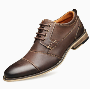 Chaussures habillées marron vernies à bout pointu pour hommes, à lacets, talon bas empilé, élégantes, pour le bureau, les affaires, les mariages, vente en gros - Product Image 3