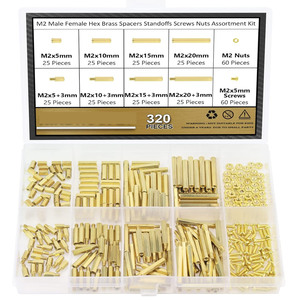 Baiguluo <b>M3</b> Hex Brass Standoffs <b>Screws</b> Nuts Assortment Kit 220 Pieces Metric Internal Hex Natural Finish - Product Image 2