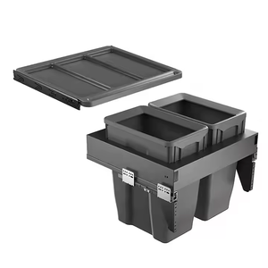 <span class=keywords><strong>Cucina</strong></span> <span class=keywords><strong>estraibile</strong></span> bidone della spazzatura sotto l'armadio in acciaio doppio montaggio superiore lato fuori bidone della spazzatura con porta - Product Image 2