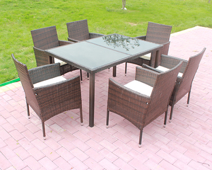 أثاث حدائق خارجي من الروطان، طقم أثاث خارجي معاصر مع 6 كراسي فردية - Product Image 3