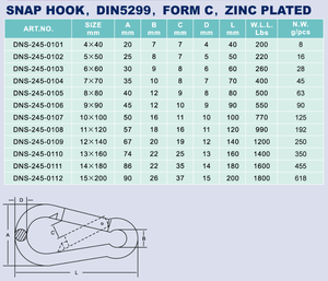 DIN 5299C Mousqueton 5mm 6mm - Product Image 2