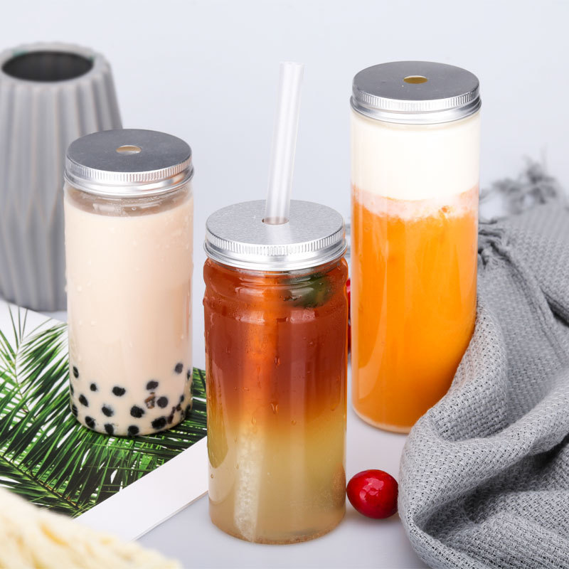 Fast delivery Transparent Volume Custom PET Plastic food grade Bottle with straw juice Cup