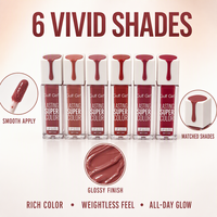 6 Warna Lip Gloss Mengkilap, Lip Glaze Tahan Lama Melembapkan Berkilau, Label Pribadi Logo Kustom Rias Bibir untuk Grosir
