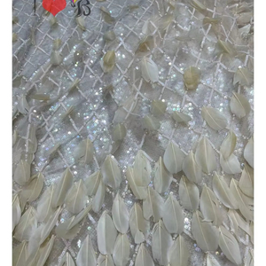 Blinglace, lo más nuevo, <span class=keywords><strong>plumas</strong></span> Beige, malla, decoración completa con cuentas, rosa, vestido de novia bordado suizo africano, tela de encaje - Product Image 1