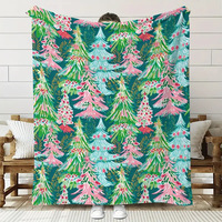 Couverture en flanelle imprimée motif sapin de Noël moderne pour canapé de bureau, toutes saisons