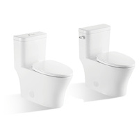 WC monobloc en céramique blanc CUPC à poser au sol, avec système de chasse double (1,1/1,6 GPF), écologique, pour salle de bain