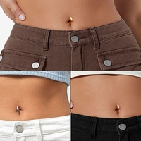 Anneaux de nombril en titane G23 pour femmes avec motif cloche en CZ 14G, bijoux clicker pour nombril
