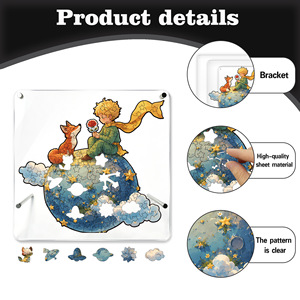 Floating Little Prince Puzzle Ornament With Frame 76 Pieces Irregular Wooden <b>Fairy</b> Tale Planet Jigsaw Puzzle For Youth - Product Image 3