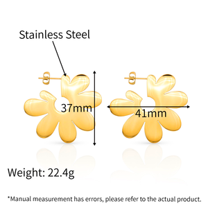 Chris <span class=keywords><strong>aprile</strong></span> gioielli di moda moderna acciaio inossidabile 316L pvd placcato in oro piatto metallo <span class=keywords><strong>margherita</strong></span> fiori forma <span class=keywords><strong>orecchini</strong></span> a cerchio - Product Image 4