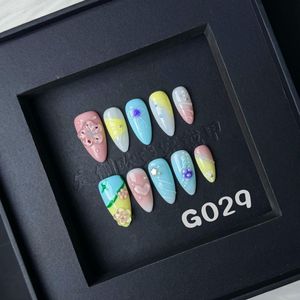 Haute qualité <span class=keywords><strong>été</strong></span> Style réutilisable presse-sur les ongles 3D modélisé papillon et motifs carrés en gros - Product Image 3