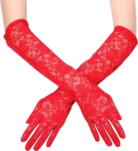 Gants sexy en dentelle creuse pour femmes Summer Drive Cycling Breathable Thin Gloves Lolita Cosplay Soft <span class=keywords><strong>Long</strong></span> Red Fishnet Gloves - Product Image 3