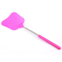 1 Raquette à mouches télescopique de couleur aléatoire avec manche rétractable, raquette légère pour l'élimination des mouches en intérieur et en extérieur