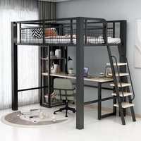 Lit d'appartement moderne minimaliste en métal avec bureau intégré, durable pour l'école, l'hôpital, la chambre à coucher, l'hôtel