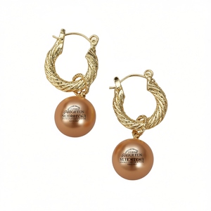 Pendientes de aro de oro Augustun con perla cultivada marrón claro, bola redonda AAA, chapado en oro de 18 quilates, joyería clásica para mujer - Product Image 1