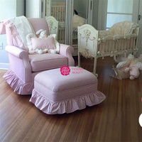 Chaise de maquillage individuelle Yicheng style vintage, dossier haut, avec bordures de jupe de princesse couleur crème, pour salon