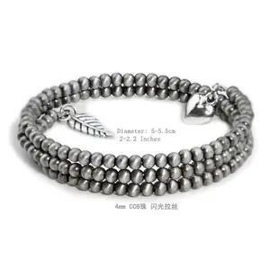 fashion jewelry 4mm 6mm 8mm heart leaf dangle black Navajo Pearls handmade beaded multi layer bracelet for women men