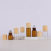 1mL 2ml 3ml Easy Take Tawny Rodillo de aceite esencial Botella de vidrio Patrón de bambú Tapa de plástico Tapa de rosca para botella de rollo de aceite de perfume