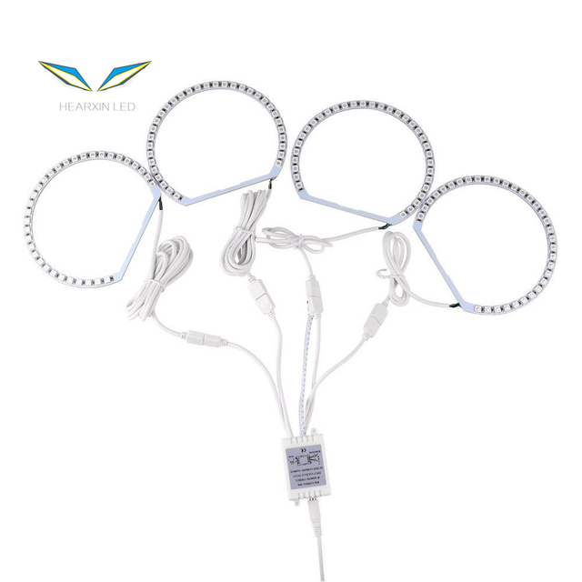 4 PCS Bright SMD RGB LED Angel Eyes Halo Ring Kit Daytime Light 2*131mm + 2* 146mm RGB Angel Eyes Ring for E36 E38 E39 E46