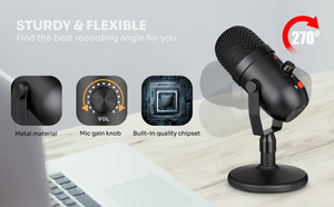Chuyên Nghiệp Usb Microphone Cho Âm Nhạc Ghi Âm Podcasting Thiết Bị Phòng Thu Kết Nối Có Dây Cho PC Chơi Game Làm Bằng Kim Loại Nhựa - Product Image 6
