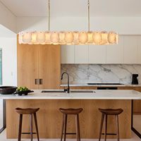 Lampu Gantung Alabaster Linear Modern dari Marmer Alami untuk Dekorasi Interior Dapur, Ruang Makan, Vila, dan Hotel