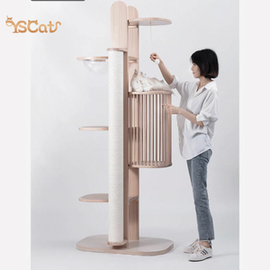Übergroße moderne große Kratz baum Turm Luxus Holz Design für schwere Senioren für Wohnzimmer Katzen - Product Image 2