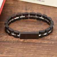 Nouveau design tendance Bracelet jonc unisexe en acier inoxydable et bois d'ébène/bois de santal, idéal pour les occasions décontractées ou sportives, cadeau pour hommes et femmes