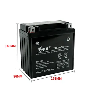 Ytx14-bs Battery For Motorcycle China Supply YTX14-BS 12v 12ah Lead Acid Battery