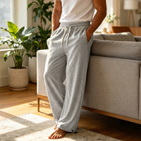Pantalon de détente pour homme à jambes larges et fuselées avec taille élastique |   Pantalon pour homme en Tencel 90% Lyocell 10% Spandex 230g pour la maison et les occasions décontractées OEM