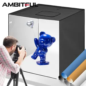 AMBITFUL-estudio fotográfico de 80cm, de luz LED de gran tamaño Softbox, Fondo de tienda de grabación con 5 colores de papel de fondo