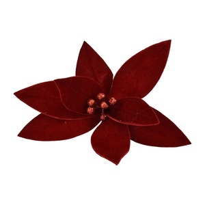 Fiore a Stelo Corto in Velluto Rosso - Product Image 1