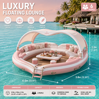 Île flottante large et stable avec auvent gonflable et zone de détente pour les sports nautiques de plage et de station balnéaire