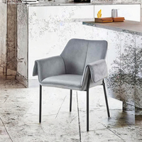 Chaise de salle à manger moderne avec cadre en fer, accoudoirs et revêtement en tissu, hauteur réglable - Garantie 1 an pour appartement, maison, bureau, hôtel