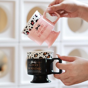 Vintage Floral European Style Light Luxury <b>Ceramic</b> Goblet Coffee <b>Cup</b> with Handle Microwave Safe for Office & Breakfast Use - Product Image 1