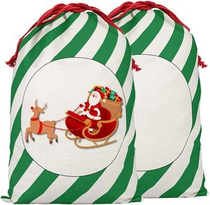Monogramma personalizzato Bufalo di Natale Plaid nero bianco Plaid sacchetto di caramelle di tela coulisse sacchetto regalo di natale di Babbo Natale - Product Image 5