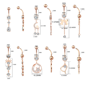 Thiết lập 10 hình học cơ thể thép không gỉ piercing đồ trang sức nước giọt <span class=keywords><strong>Owl</strong></span> Navel Nhẫn dangles sexy bụng nhẫn cho phụ nữ cưới - Product Image 3
