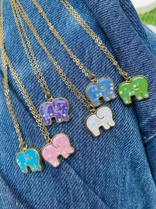 Colgante de elefante pequeño y colorido de esmalte <span class=keywords><strong>Makron</strong></span> con baño de oro de 18K para la fabricación de collares y joyas - Product Image 2