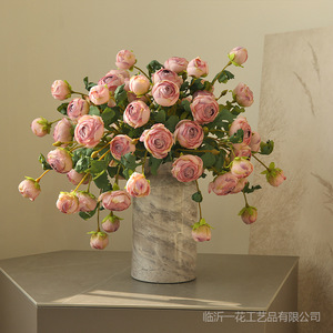 ดอกกุหลาบชาประดิษฐ์ ยี่ห้อ Yihua Floral Art แบบ 3 หัว สีส้มแชมเปญชมพู ตกแต่งบ้านสไตล์โมเดิร์น สำหรับตกแต่งโต๊ะภายในบ้าน - Product Image 3