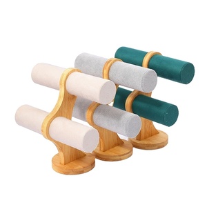 Expositor de Joyería de Bambú de Doble Capa en Forma de Arco <span class=keywords><strong>para</strong></span> Pulseras, Collares, Cintas <span class=keywords><strong>para</strong></span> el Cabello, Anillos <span class=keywords><strong>para</strong></span> el Cabello y Relojes, Modelo ZS3321, Venta al Por Mayor - Product Image 3