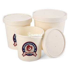 Contenitore per zuppa di carta biodegradabile tazza di carta ciotola di carta per zuppa con coperchio in PLA - Product Image 1