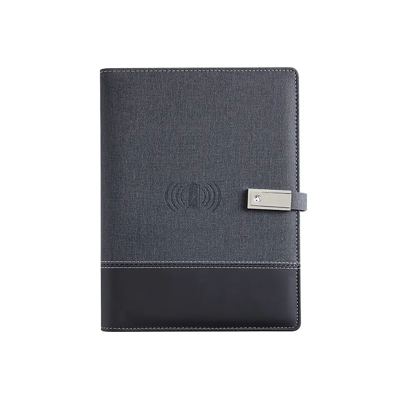 Hadiah Set longgar daun Smart Diary A5 Notebook PowerBank 2024 pengisi daya nirkabel pintar Notebook kulit