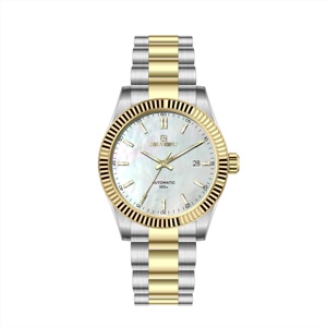 Cadran en nacre OEM en acier inoxydable de haute qualité, boîtier de type cannelé avec mouvement automatique 8215, montres de luxe - Product Image 2