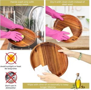 Vassoio Rotondo in Legno Sostenibile, Piatto per Frutta Artigianale, Piatto per Snack per Feste e Matrimoni, Stoviglie Decorative per Cucina - Product Image 1