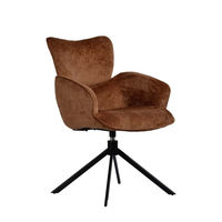 Fauteuil pivotant moderne et élégant à dossier haut, chaise de salle à manger rembourrée avec base en métal enduit noir stable